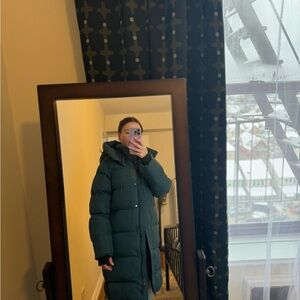Figs Forest Green Quilted Long Puffer Jacket